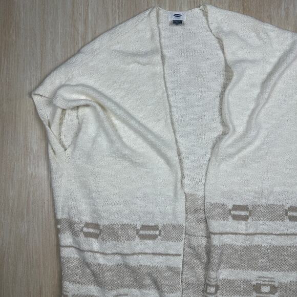 Old Navy Beige Cream Fringe Open Front Poncho Cardigan XL-XXL Boho Knit Wrap - Picture 2 of 13